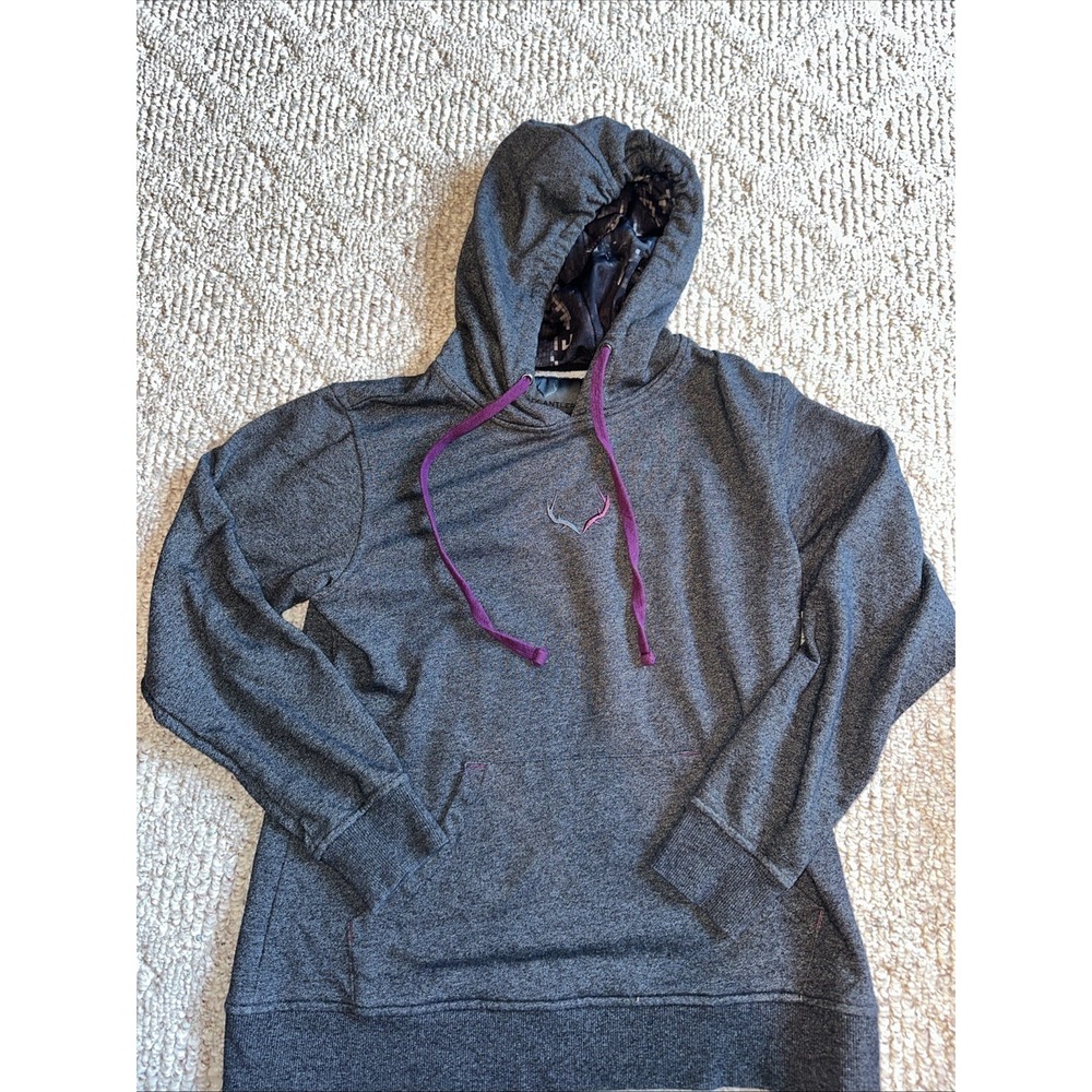 Womems‎ BLACK ANTLER Hoodie Deer Hunting Size Medium- Dark Gray EUC